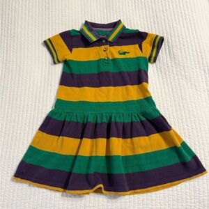 Me Me Girls Mardi Gras SS Polo Drop Waist Dress Sz 3T